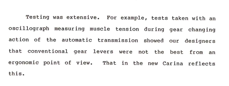 Illustration for article titled Toyota's Press Notes For The 1988 Carina Were Insanely Detailed